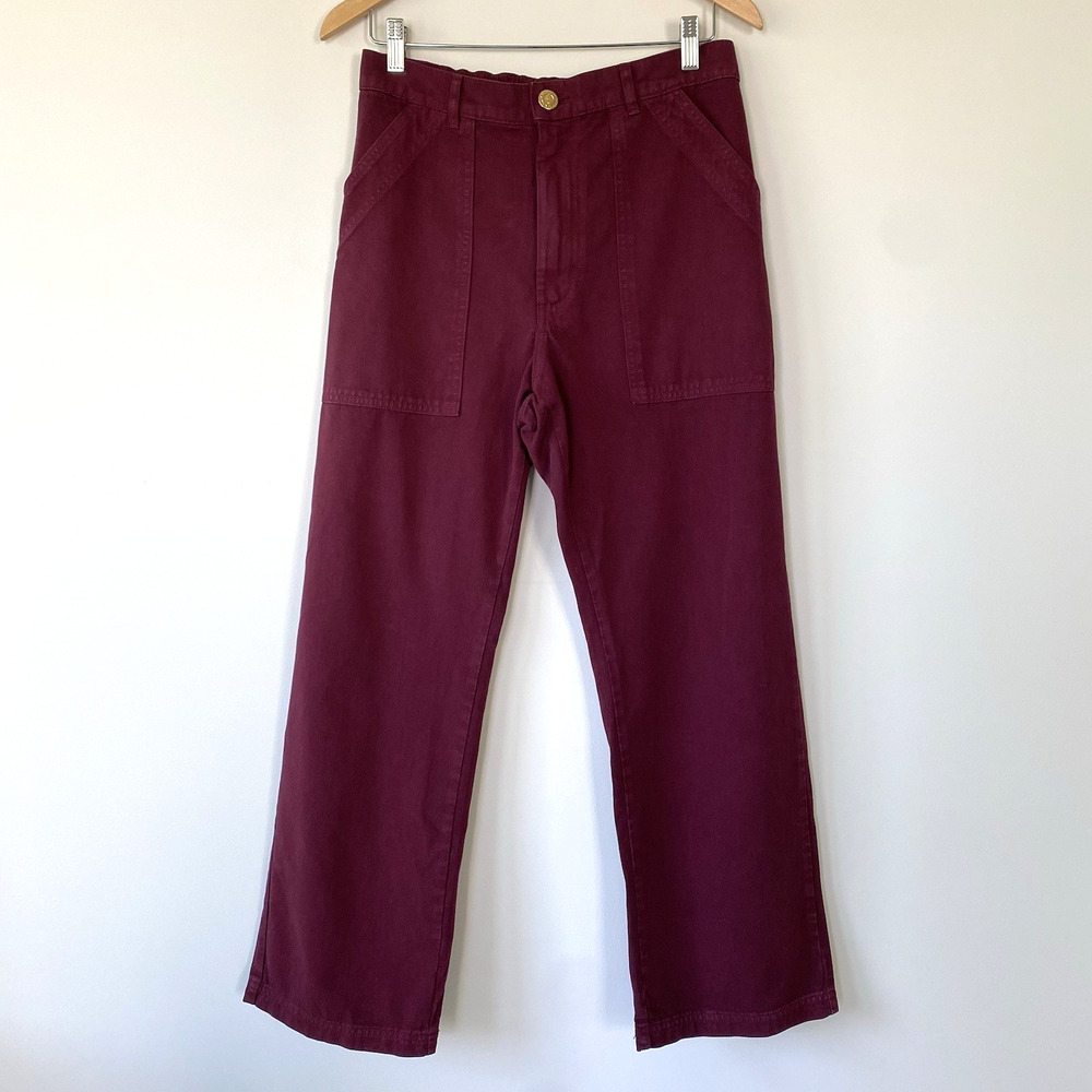 BIG BUD PRESS Work Pants Cranberry Burgundy Red Small Cotton Twill Size S